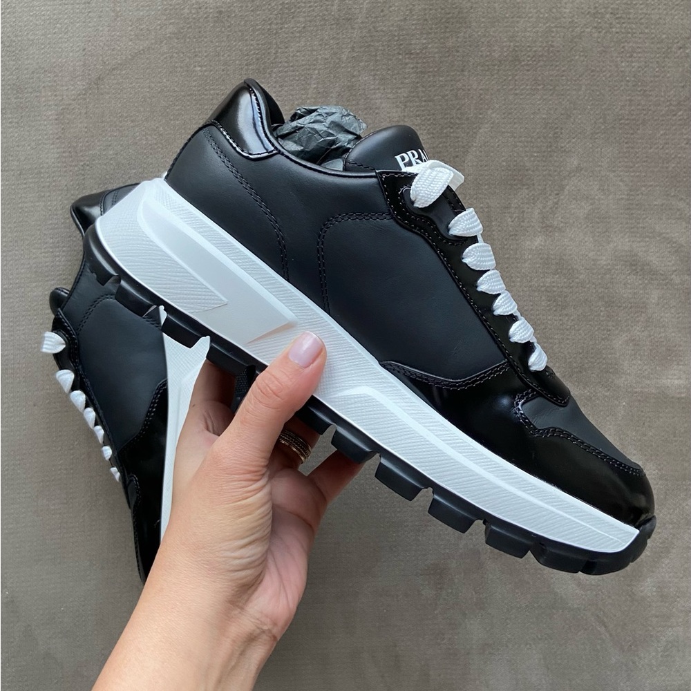 Prada Calzatire Donna Leather Lace-Up Sneakers - Picture 4 of 16